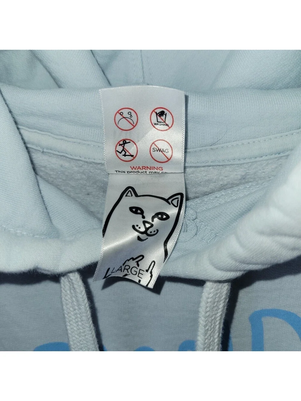 RIPNDIP Lord Nermal Thy Great Wave Hoodie Men's Large Blue Cat Surf